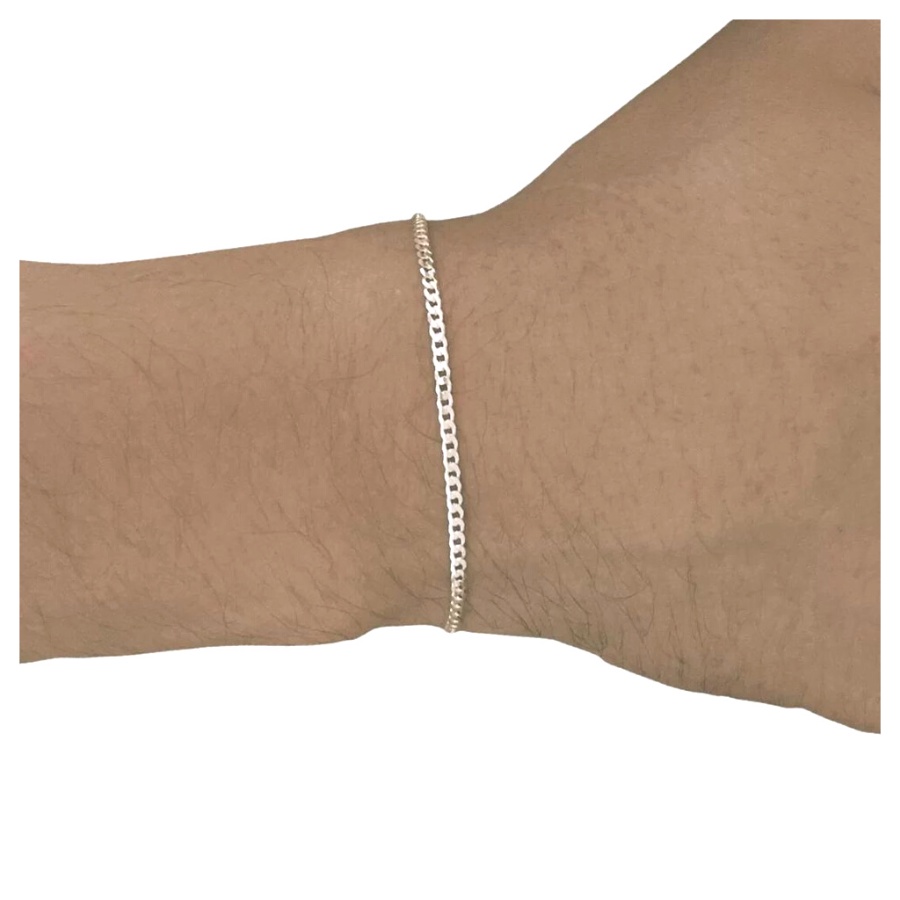 Pulseira Masculina De Prata 925 Grumet Escama De Peixe 2mm Shopee