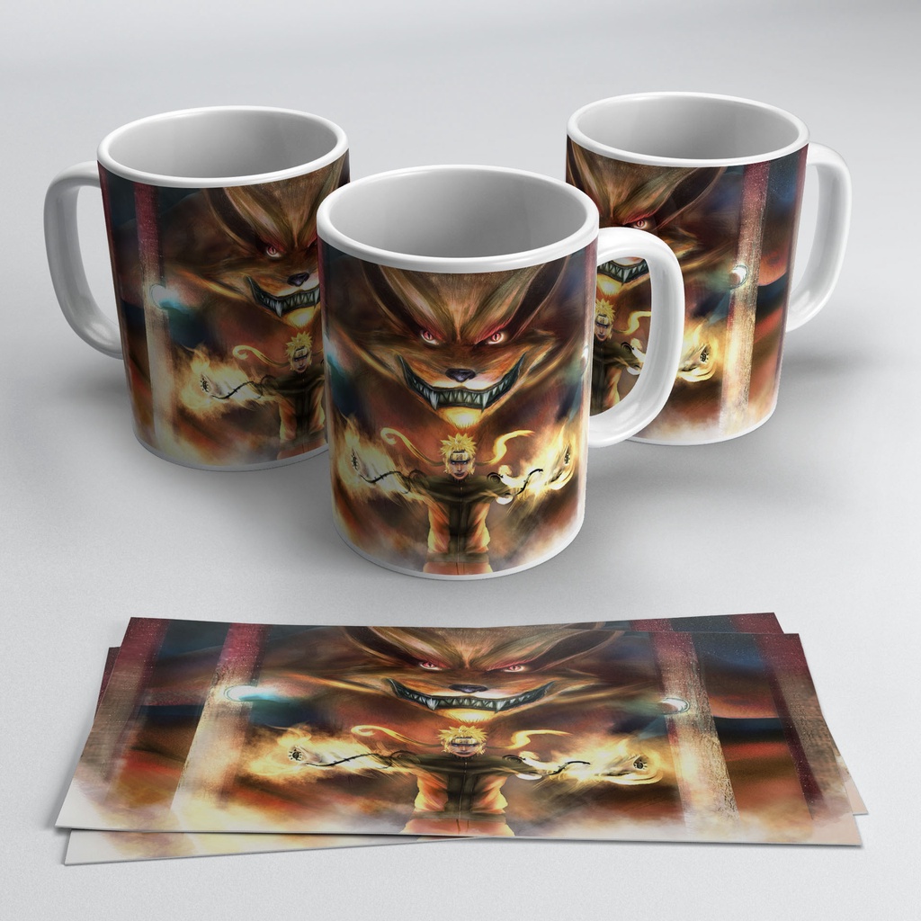 Caneca Naruto Uzumaki Raposa De Nove Caudas Porcelana 325ml Mod46