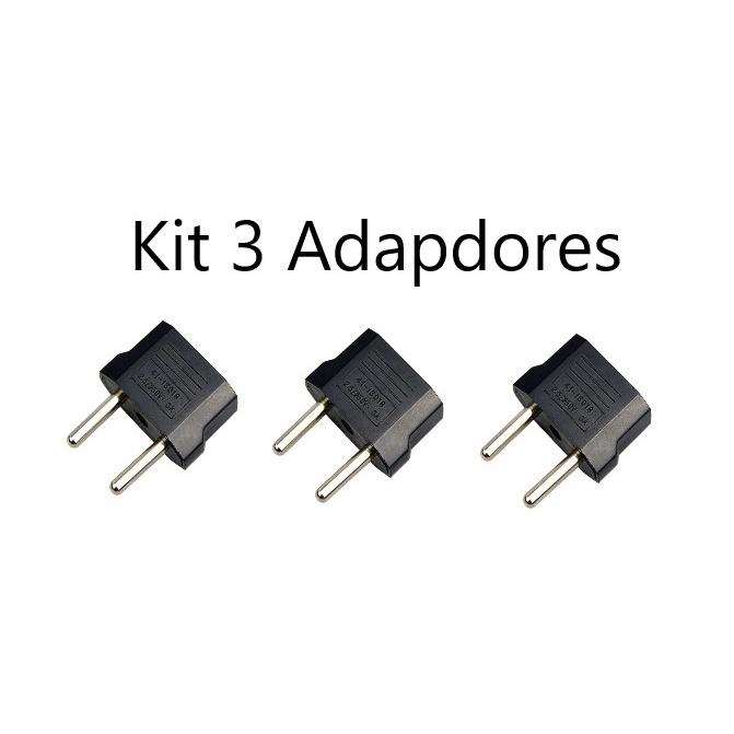 Kit 3 Adaptador Plug Tomada Americano 2 Pinos Chatos X Brasileiro EU