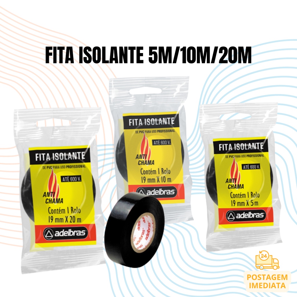 Fita Isolante Profissional Antichama M M M Preta Adelbras Mm