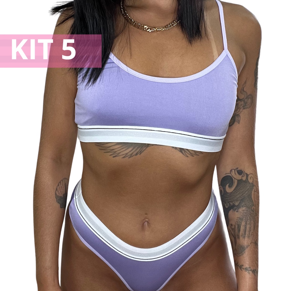 Kit 5 Conjunto Feminino Lingerie Top E Calcinha Shopee Brasil