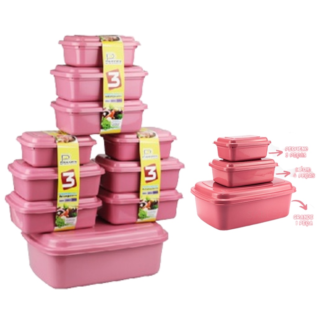 Conjunto 10 Potes Vasilhas Similar Tupperware Tapauer Para Cozinha