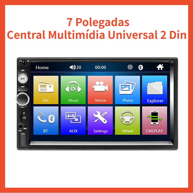 Central Multimídia Universal 2 Din 7 Polegadas Espelhamento Android Mp5