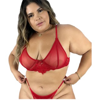 Conjunto Plus Size Lingerie Tule Transparente Aro Sem Bojo Shopee