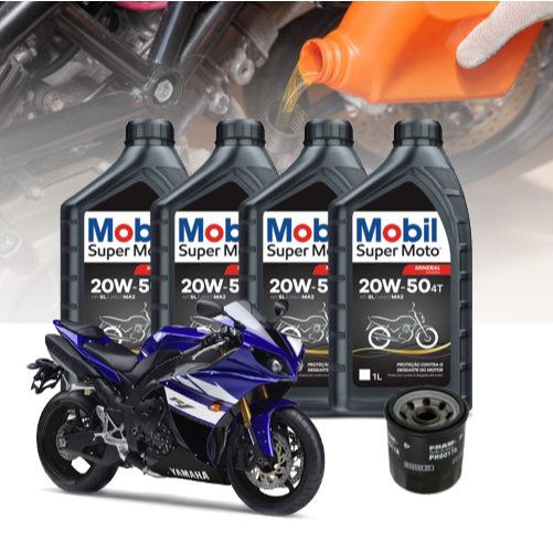 Kit Troca Oleo E Filtro Yamaha Yzf R1 Mobil 20w50 Shopee Brasil