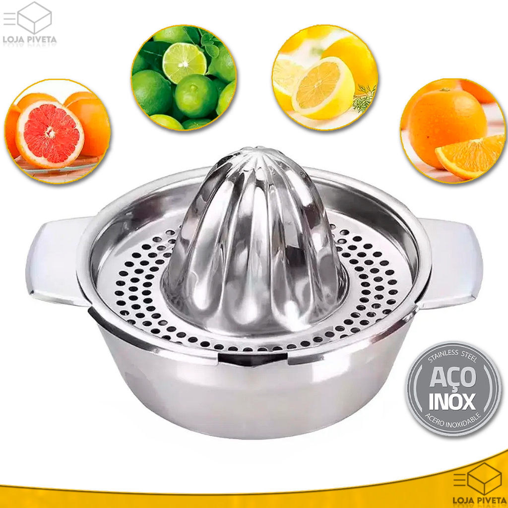 Espremedor De Frutas Manual P suco Limão Laranja Em Aço Inox OFERTA