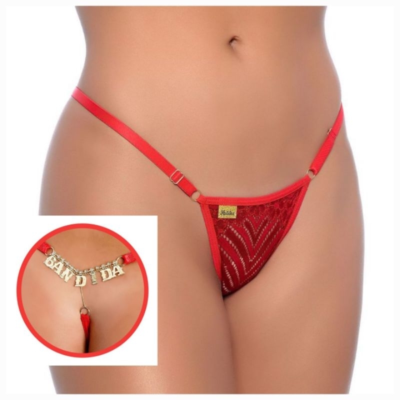 Calcinha Fio Dental Palavras Lingerie Sensual Tanga Sexy Shopee