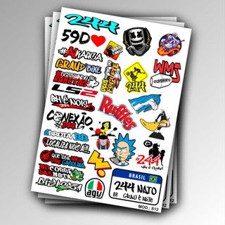 Cartela De Adesivos S Para Carro Moto Ou Bike Sticker Notebook