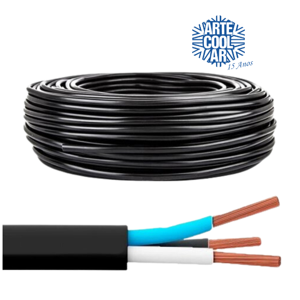 Cabo PP 3 vias para extensão 3x2,5 Preto - venda por metro