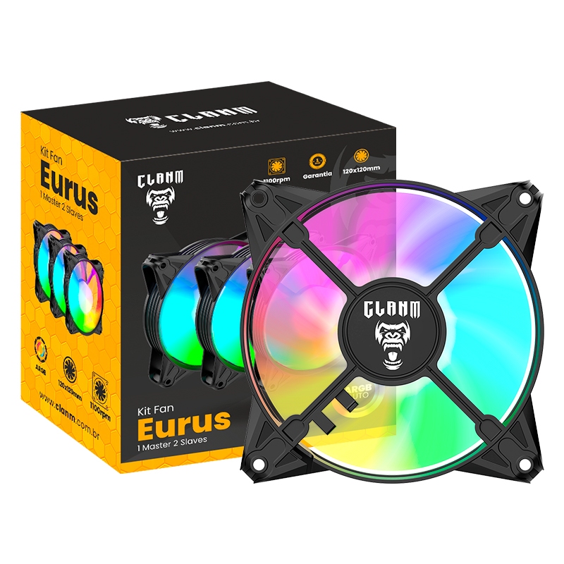 Kit 3 Fans Eurus Clanm ARGB 120MM 1100RPM