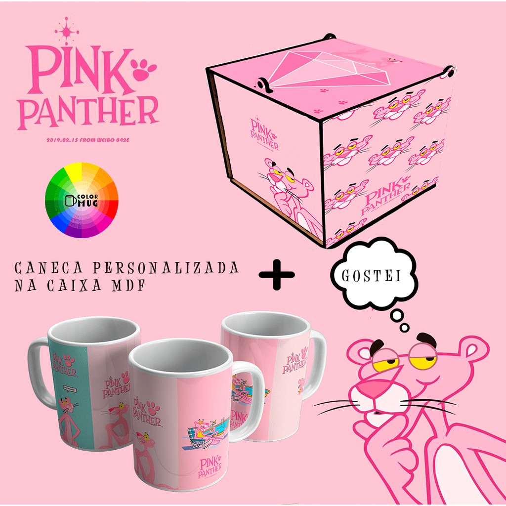 Caneca Pantera Cor De Rosa Caixa Mdf Personalizada Shopee Brasil