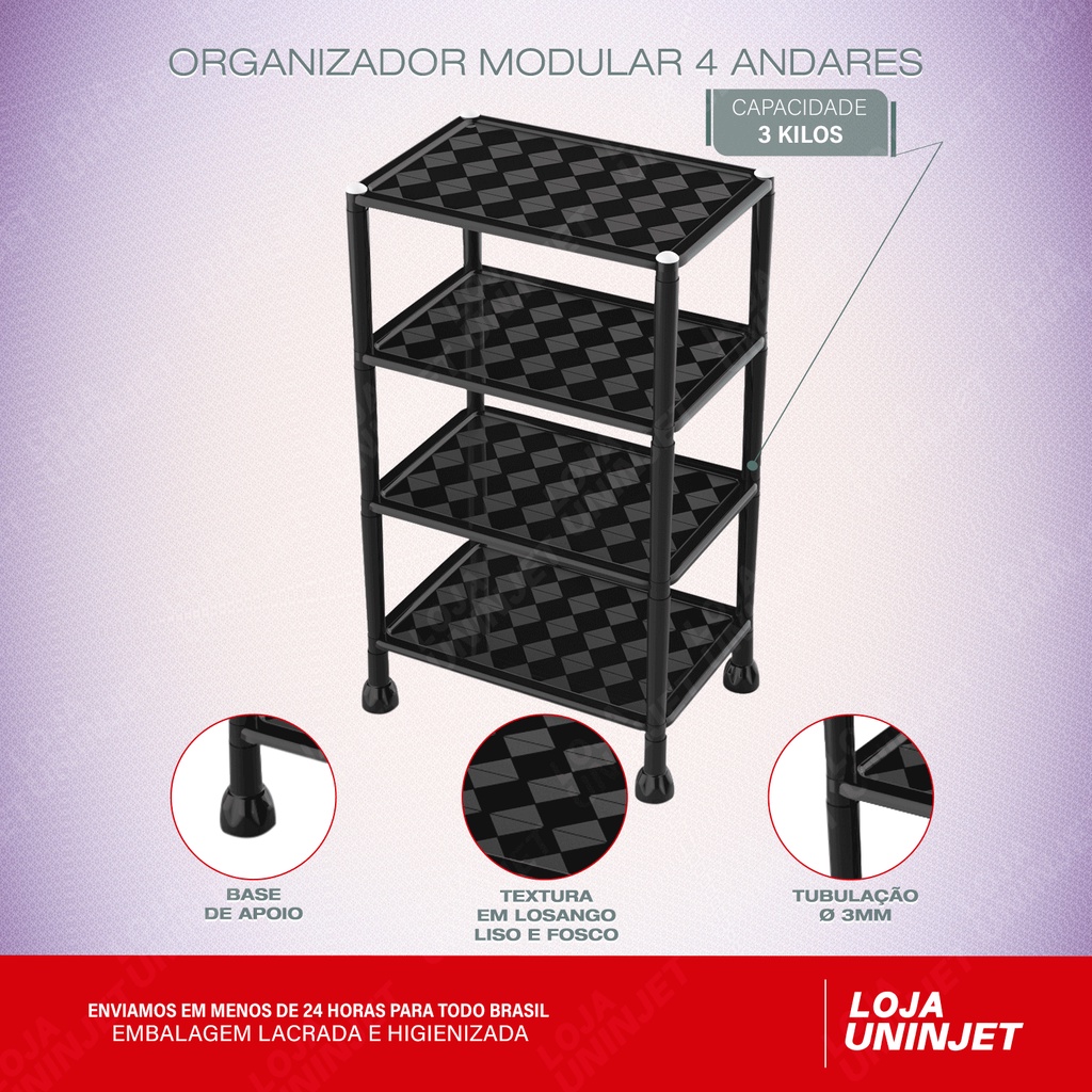 Estante Prateleira Modular Multiuso 4 Andares Organizadora Uninjet