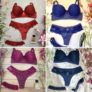 Conjunto De Lingerie Detalhes Em Renda Calcinha Fio Duplo E Persex