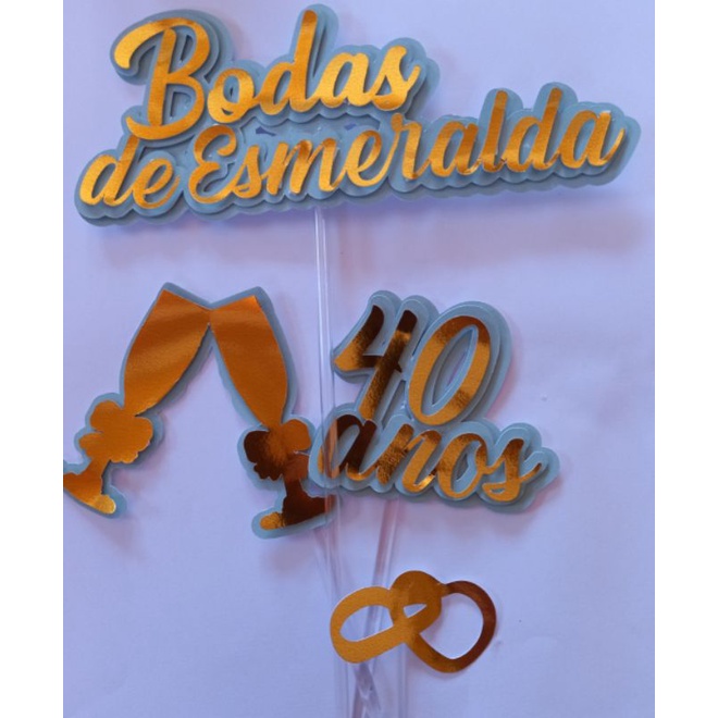 Topo Para Bolo Bodas De Esmeralda Topper Para Bolo Shopee Brasil