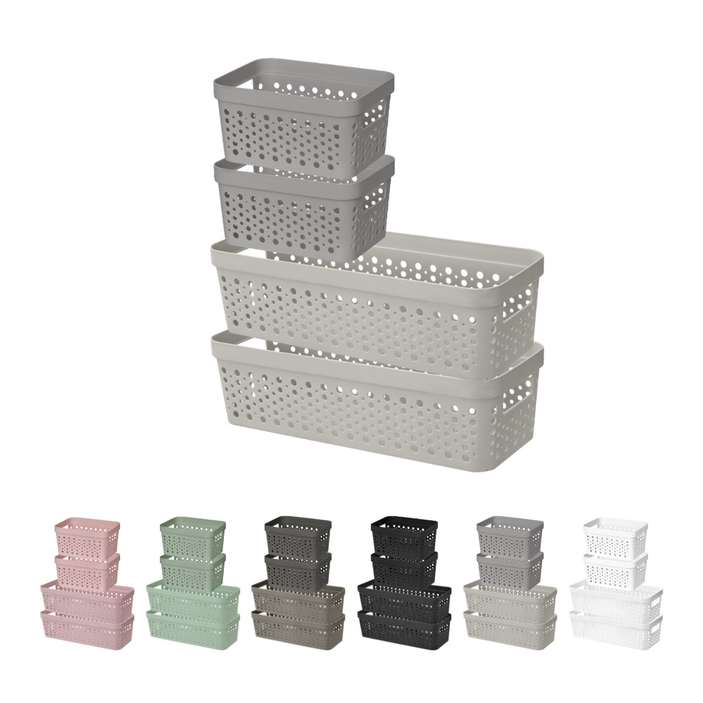 Kit Cestos Organizador Trama Rattan S Tampa Ml Ml Shopee