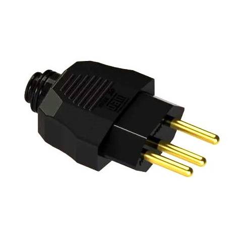 Plug Macho Preto 2P T 10A 250V Axial Prensa Cabo Weg Escorrega O