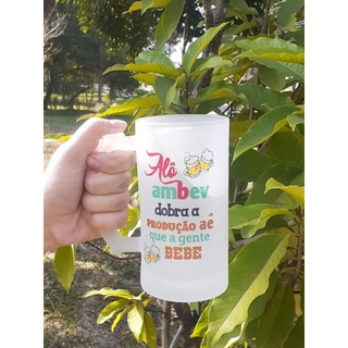 CANECA DE VIDRO JATEADO PARA CHOPP ALÔ AMBEV Shopee Brasil