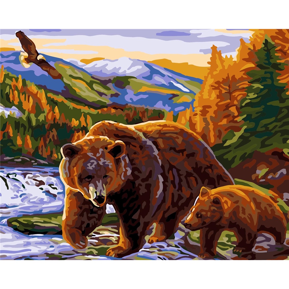 pintura numerada Pintura Por Números Pintura 40x50cm sem moldura Bear
