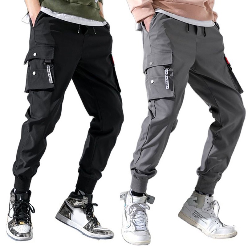 Calças Da Carga Dos Homens Hip Hop Street Style Jogger Slim De Multi