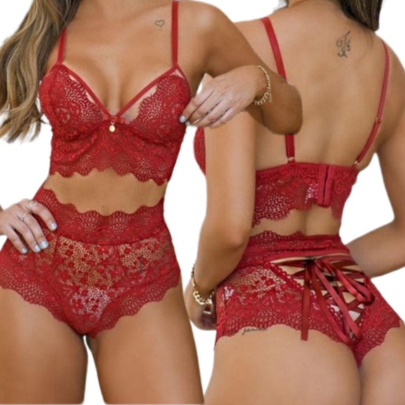 Conjunto lingerie calcinha lacradora sutiã renda sex Shopee Brasil