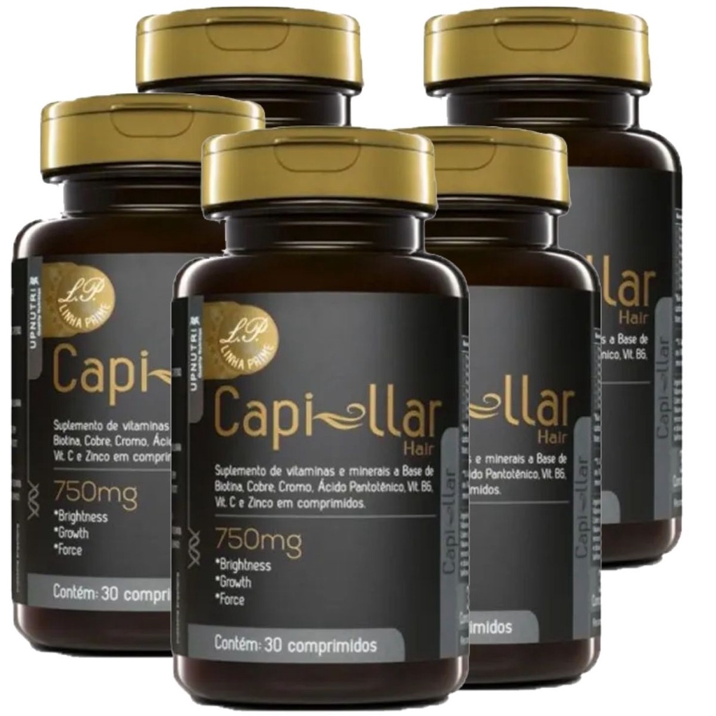 Capillar Hair 750mg 30 Comprimidos Upnutri Prime Kit X5 Shopee Brasil