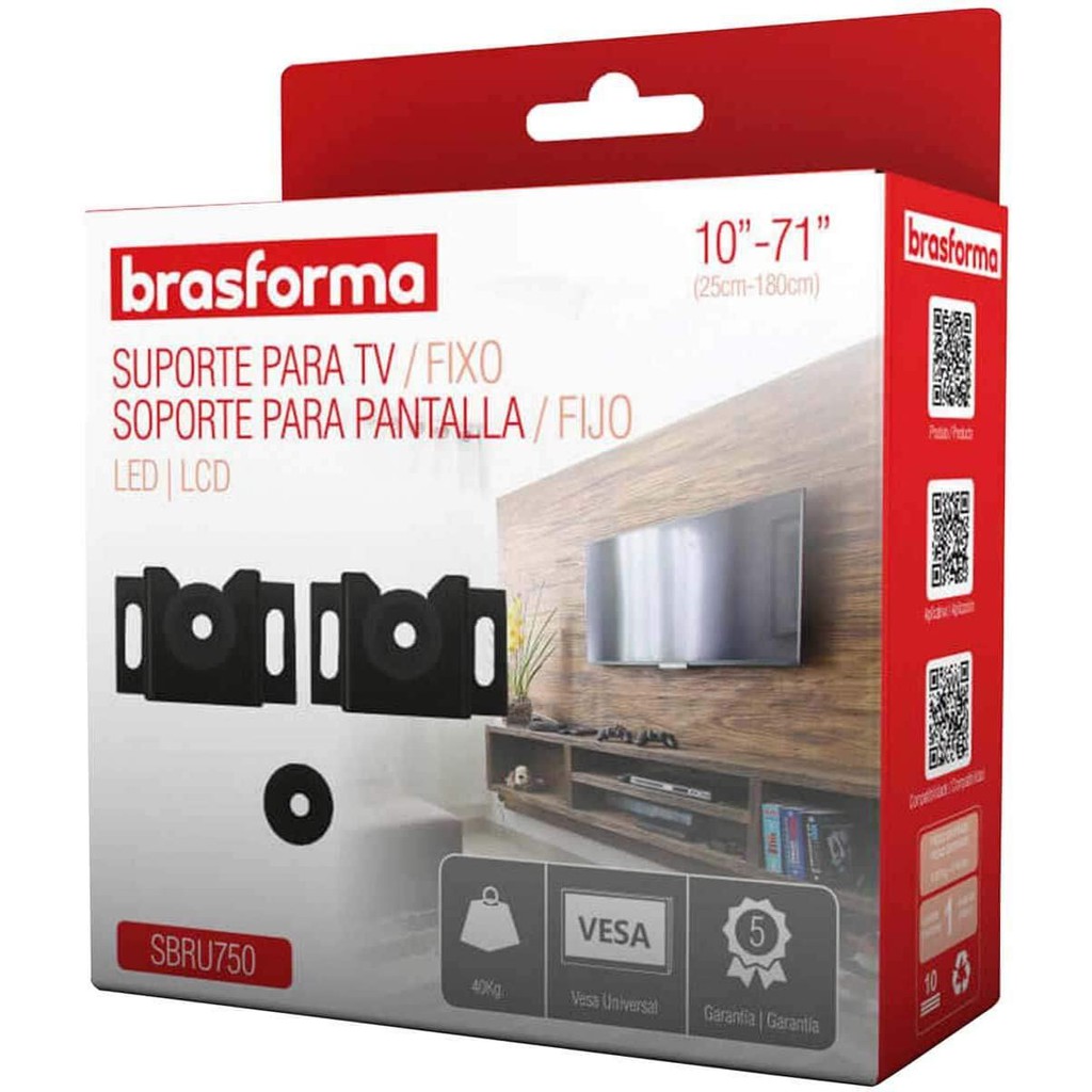 Suporte Para Tv Universal Fixo De A Polegadas Brasforma Led Lcd