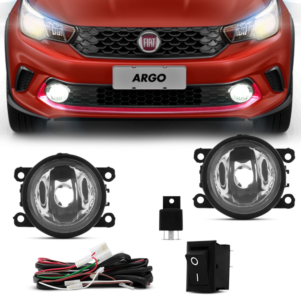 Kit Farol Milha Neblina Auxiliar Nevoeiro Novo Fiat Argo Cronos 2018