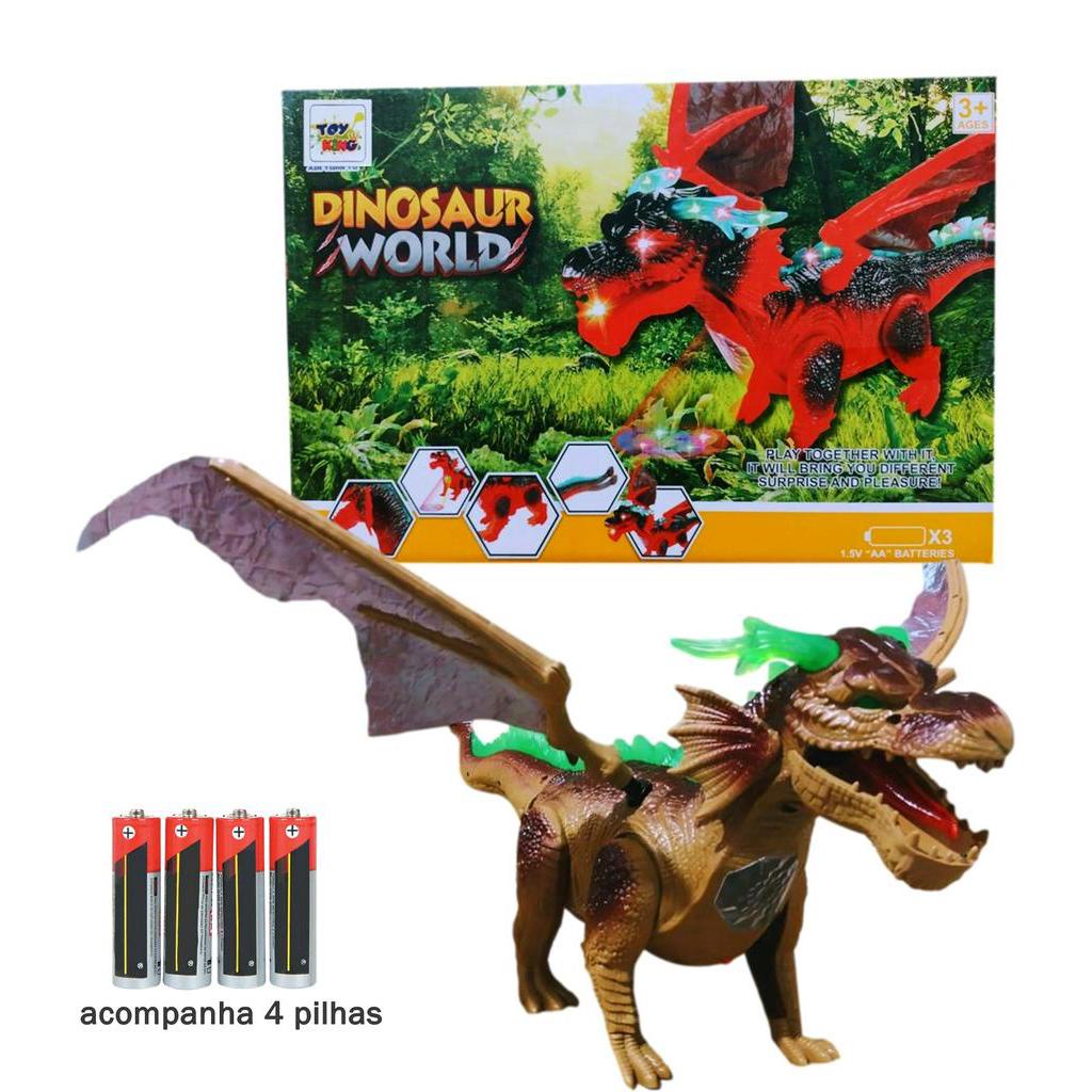 Brinquedo Infantil Dinossauro Luz Som Anda Bate Asas Pilha Shopee