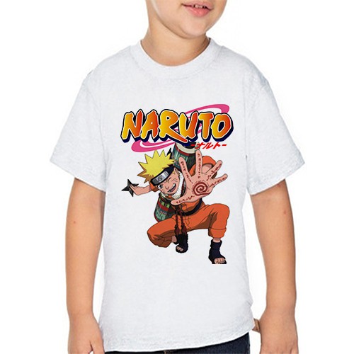 Camiseta Naruto mangá diversos tamanhos branca Uzumaki desenho