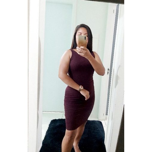 Vestido Canelado Mid Costa Nua Shopee Brasil