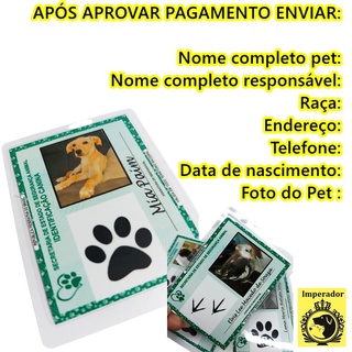 Documento Rg Pet Identidade Cachorro Gato Calopsita Coelho E Outros