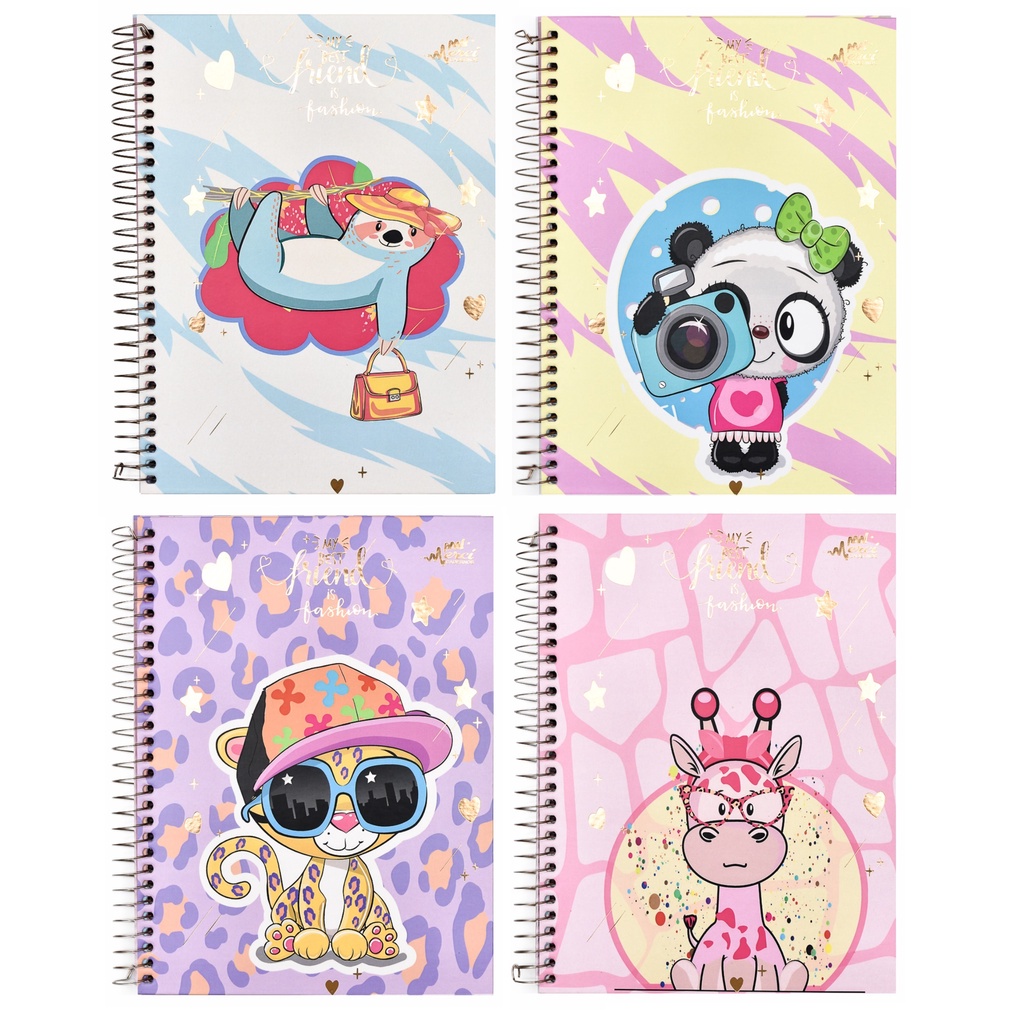 Caderno Colegial Espiral Capa Dura My Best Friend Animais Merci