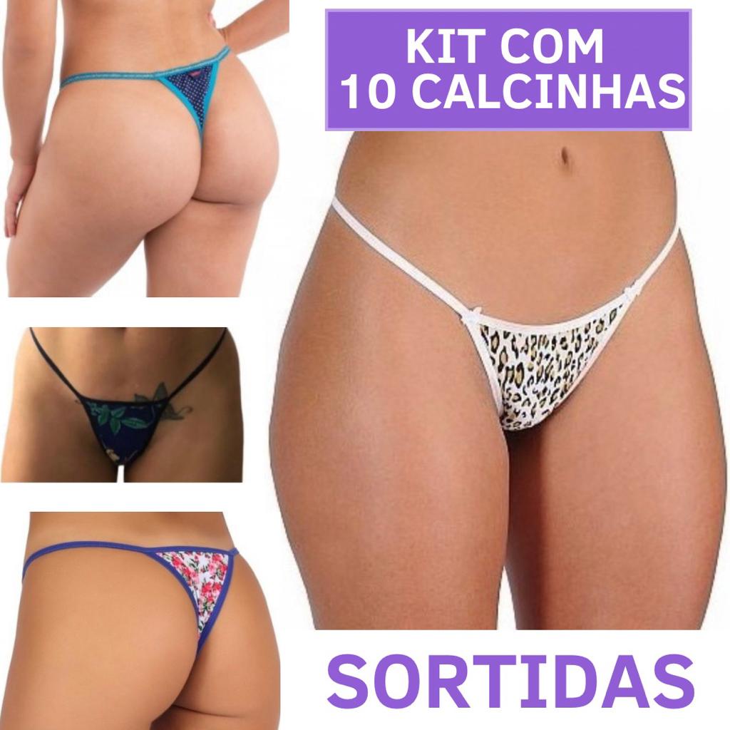 Kit 10 Calcinha Tanga Fio Dental Sexy Tanguinha Fio Lingerie Atacado