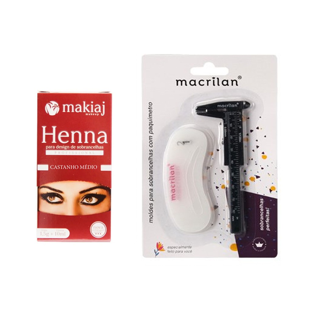 Kit Henna Makiaj Profissional Para Sobrancelhas Efeito Natural