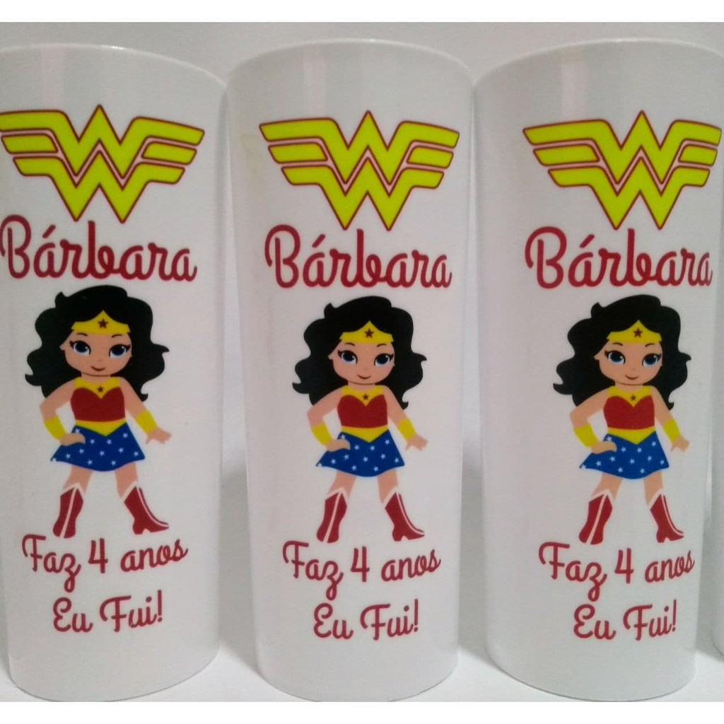 Copos Long Drinks Personalizados Mulher Maravilha Kit Unid