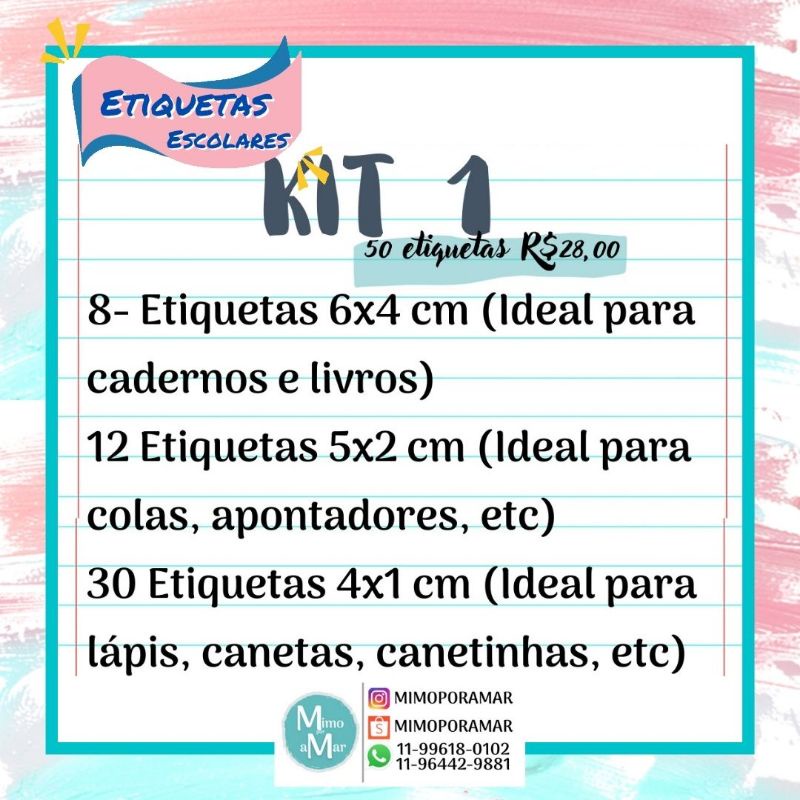 Etiquetas Escolar Adesivas Kit Shopee Brasil