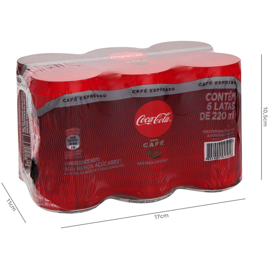 refrigerante coca cola café lata 220ml 6 unidades pack Escorrega o Preço