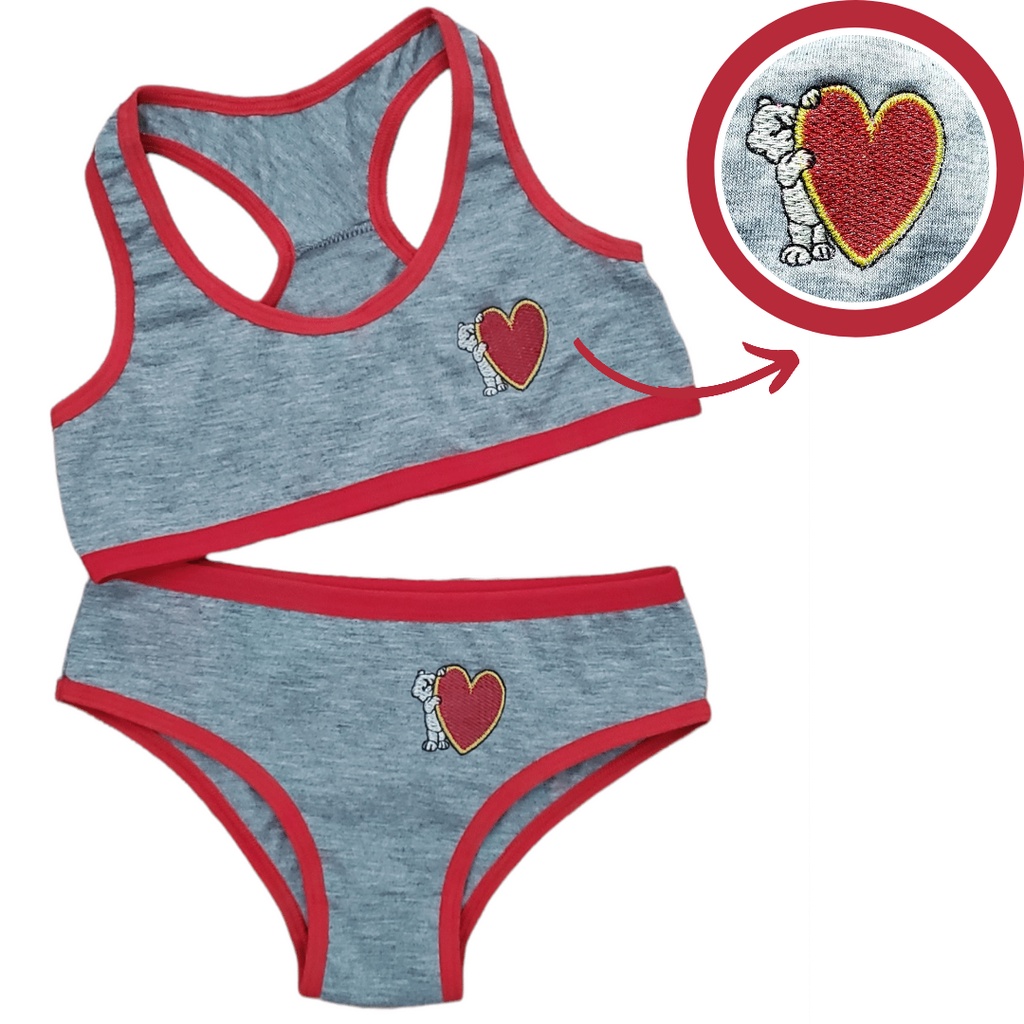 Conjunto Lingerie Infantil De Algod O Top Nadador E Calcinha Conforto