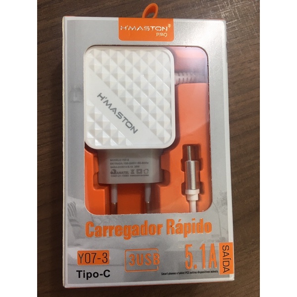 Fonte Carregador Celular 5 1a Hmaston 3x Usb Tipo C Y07 3 Shopee Brasil