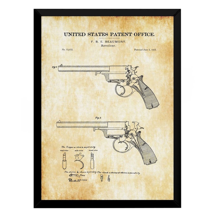 Quadro Decorativo A Patentes Militares Beaumont Revolver Shopee