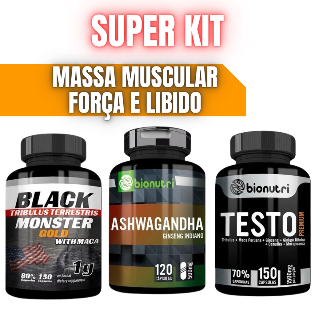 Black Monster Ashwagandha Testo Premium 1500mg Super Kit Shopee Brasil