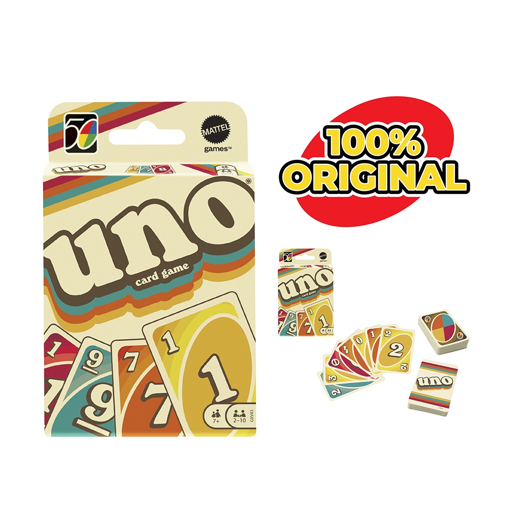 Jogo de Cartas UNO Icônico Décadas Anos 70 Original Mattel Games