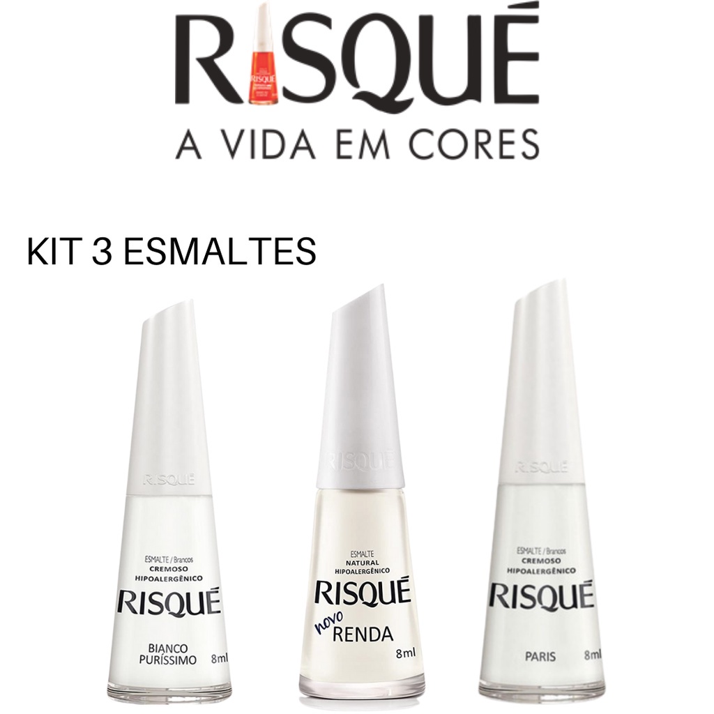 Kit Esmaltes Brancos Risque C 3 Unidades Shopee Brasil