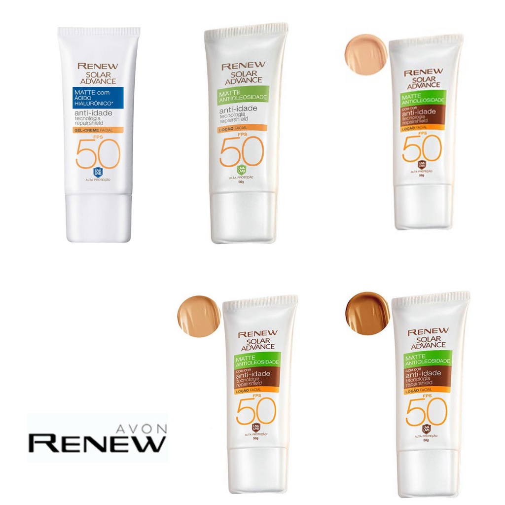 Protetor Renew Solar Advance Matte Cor Anti Idade FPS 50 Avon 50g