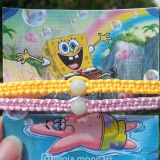 Kit Pulseiras Bob Esponja Patrick Amizade Casal Brilha No Escuro