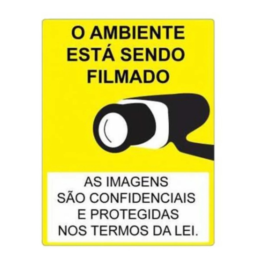 02 Placas De Sinalização Ambiente Esta Sendo Filmado Parede Muro