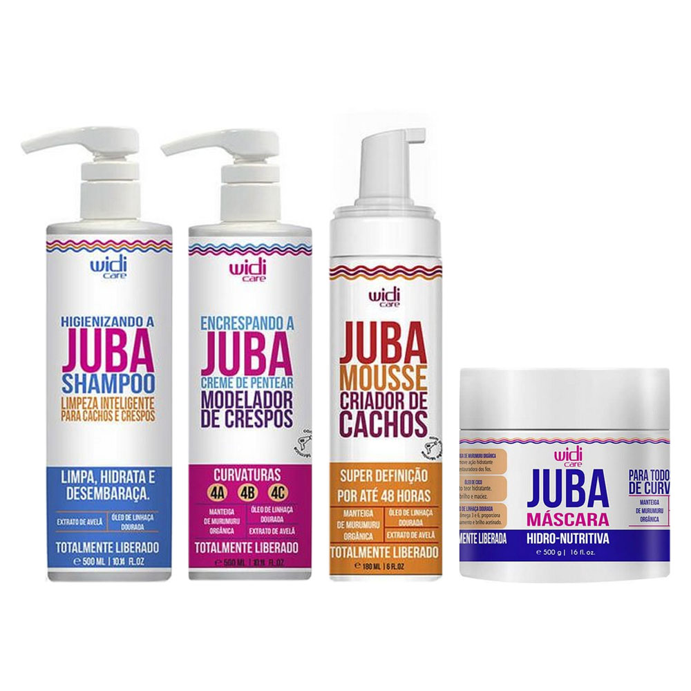 Creme Encrespando A Juba+ Máscara+ Shampoo+ Mousse Widi Care