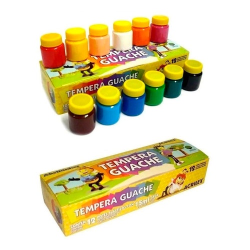 Tinta Guache Acrilex Tempera 15ml 12 Cores Shopee Brasil