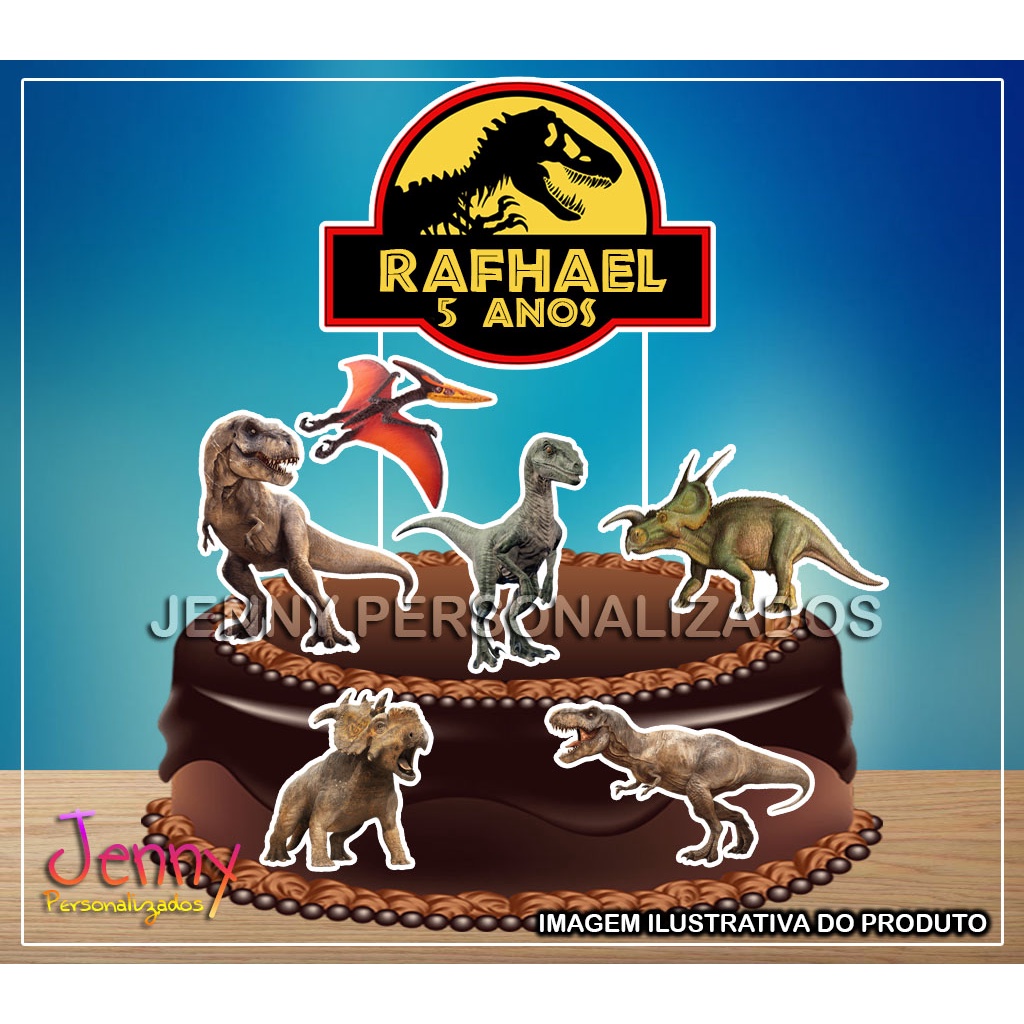 Topo Topper De Bolo Jurassic Park Personalizado Shopee Brasil