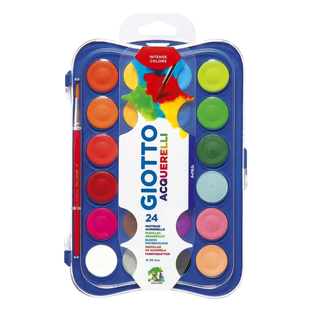 Kit Aquarela Giotto 24 Cores Pincel Cores Intensas Escolar Shopee